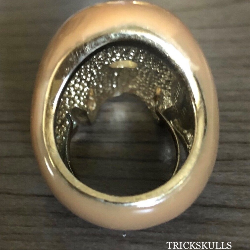 Spring Street Statement Skull Ring Tan Pearl Enam… - image 5